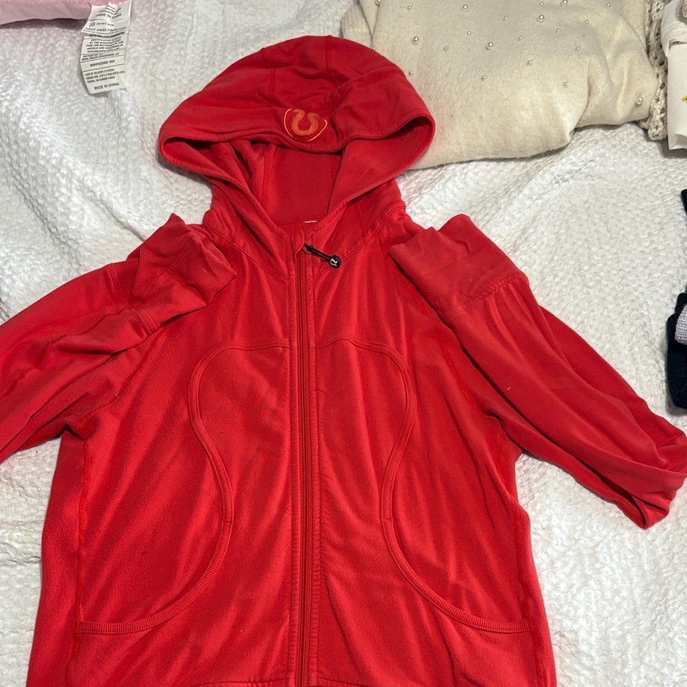 Red Hooded Zip-Up Jacket
